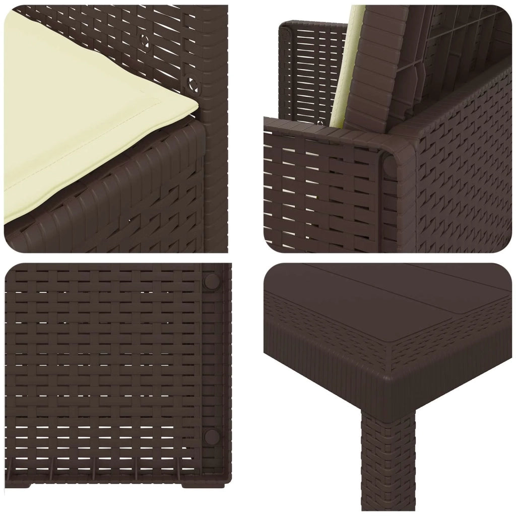 Set da Pranzo per Giardino con cuscino 5 pcs Marrone e Crema PP