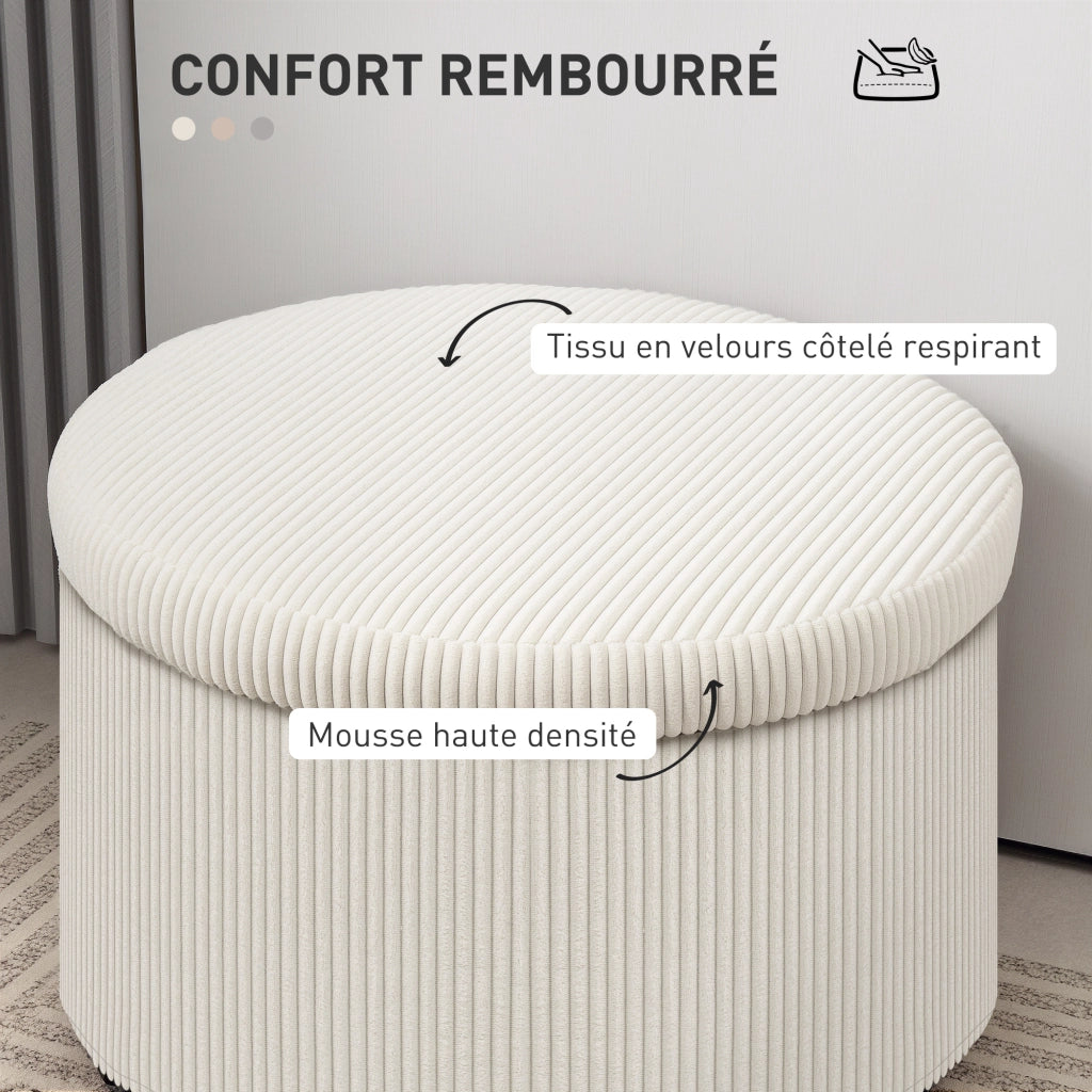 Pouf contenitore rotondo ¨C zephmum ¨C velluto, beige, ?60x41 cm