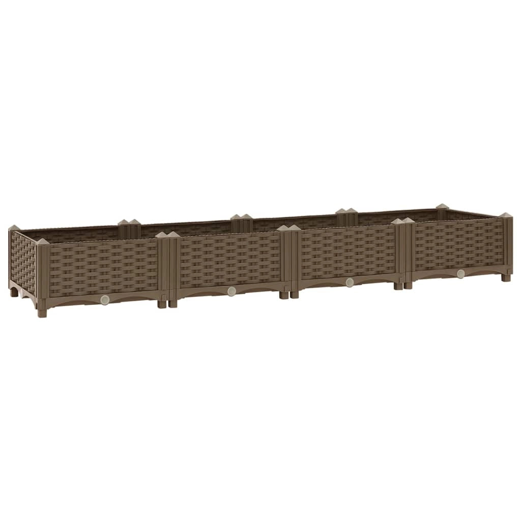 Fioriera rialzata per piante e fiori giardino 160 x 40 x 23 cm polipropilene marrone 02_0000916