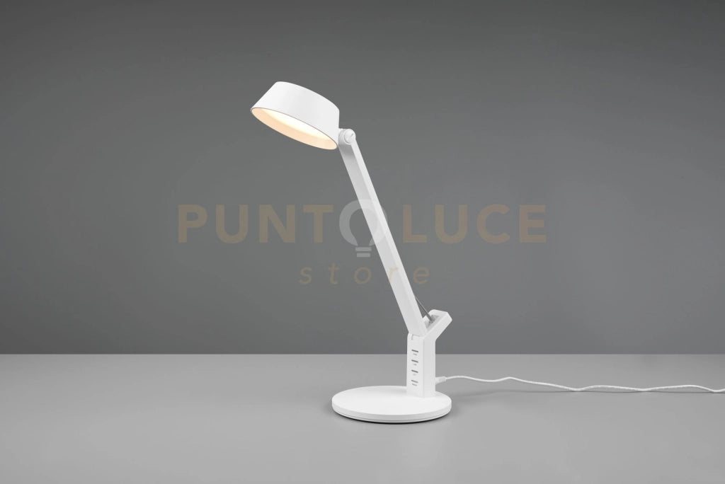 AVA LAMPADA DA STUDIO LED 5,2W 600lm, 3000+4000+6500K BIANCA CON 4 PRESE USB E TOUCH DIMMER H. 40,4CM