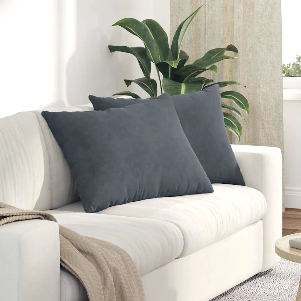 Cuscini da Divano 2 pz-Set di 2 Cuscini per Sofa Grigio scuro 70 x 50 cm 365186