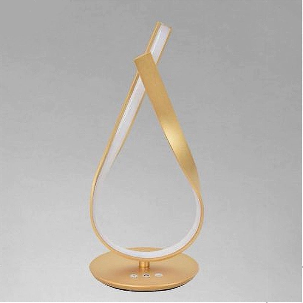Trade Shop - Lume Intrecciato Led Oro 12 W Lampada Da Tavolo Design Moderno Doppia Luce 32712 -