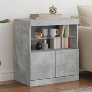 Credenza con Luci LED-Buffet-Armadio da cucina Grigio Cemento 60x37x67 cm