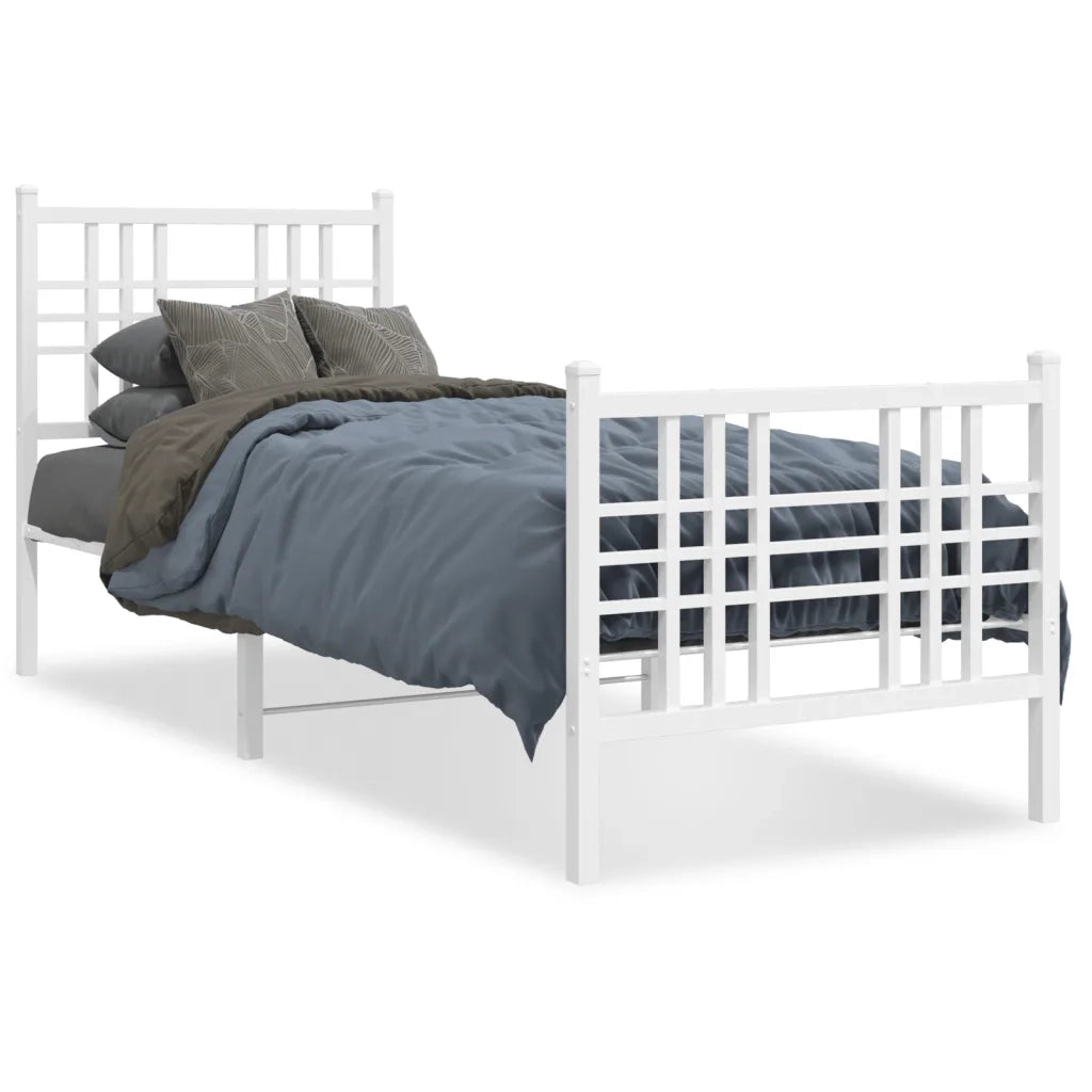Giroletto con Testiera e Pediera-Struttura Letto Metallo Bianco 80x200 cm 898655