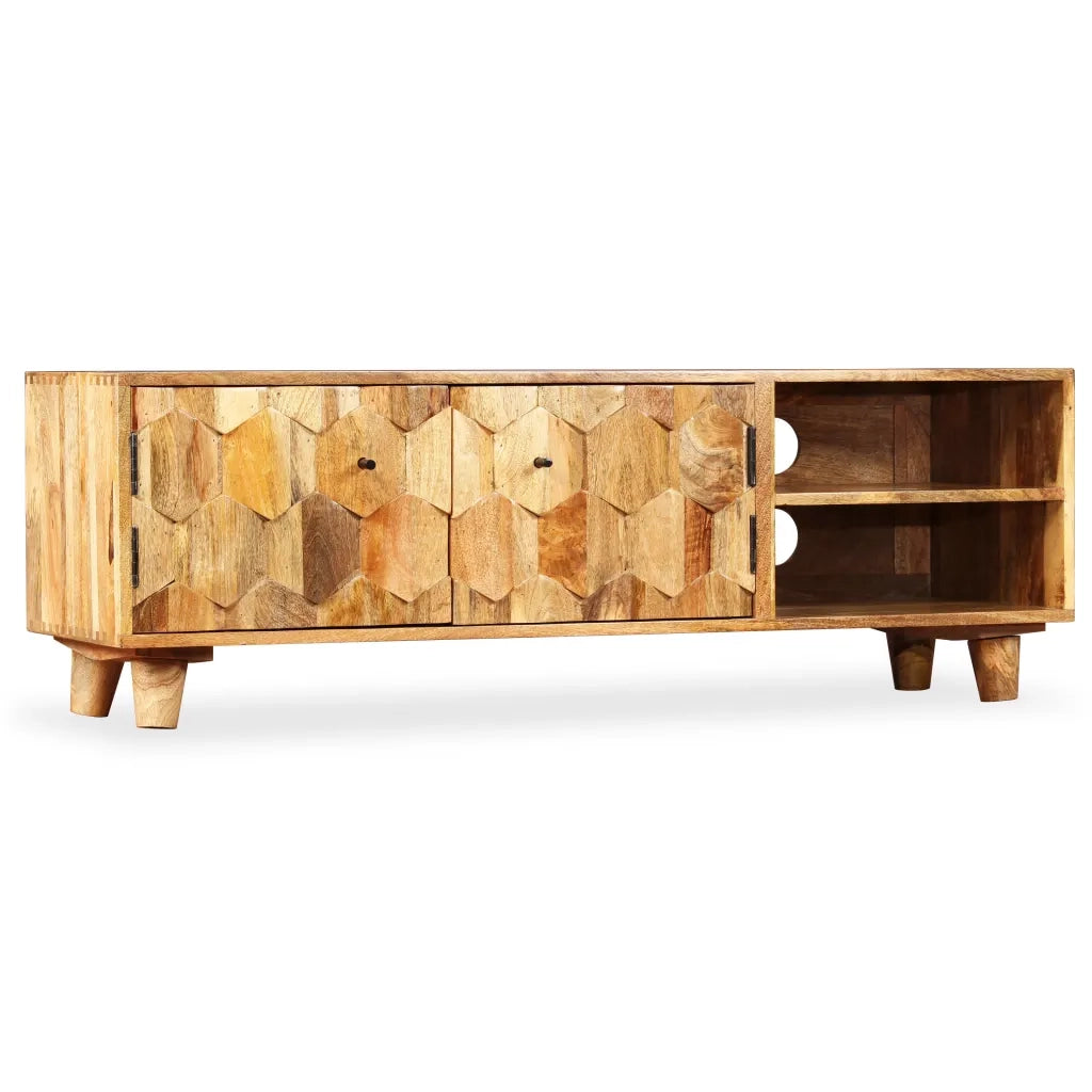 Mobile Porta TV in Legno Massello di Mango 118x35x40 cm 245136