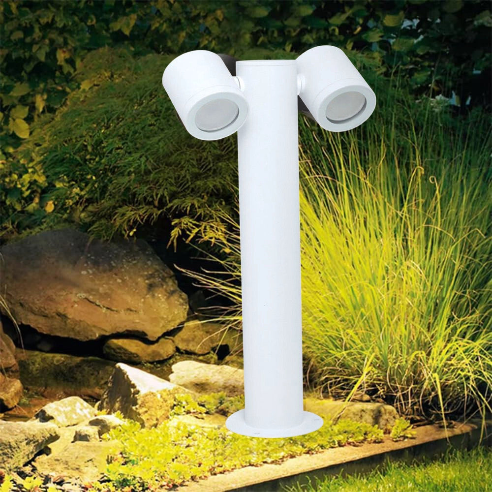 Trade Shop - Lampione Giardino Moderno Con Diffusori Orientabili Lampada Attaco Gu10 Ip44 539pb-b440 - Bianco