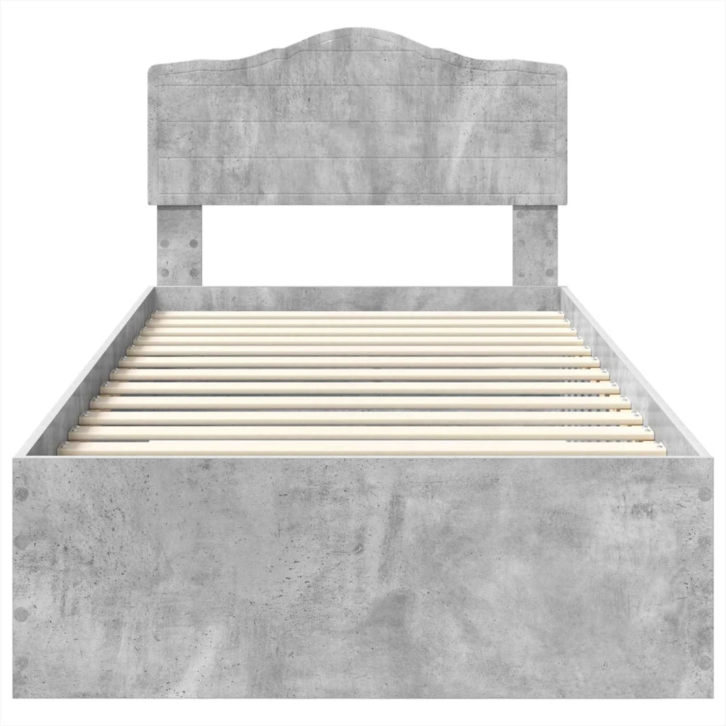 Struttura del letto con testiera Grigio cemento 90 x 190 cm 3413250