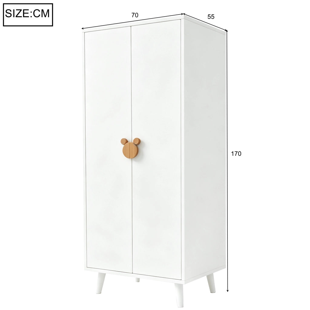 Armadio a 2 ante 70 x 55 x 170 cm in MDF; bianco