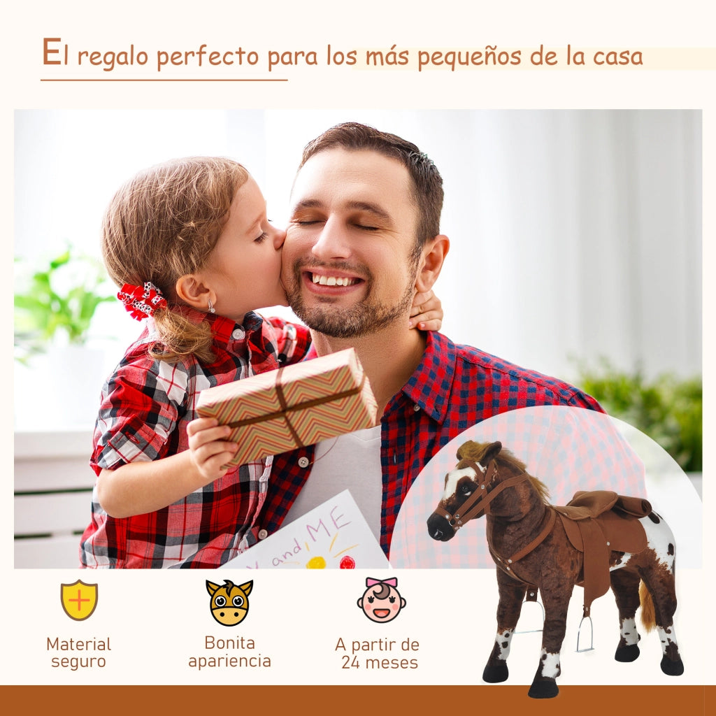 Cavallo giocattolo con sedia e suoni realistici ¨C Xylo ¨C 85x28x60 cm marrone
