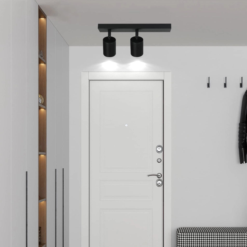 ZMH Faretto da soffitto neri 2 luci GU10 max 25W rotativi 350° industriali anche parete per corridoio salotto