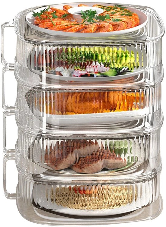Copertura per alimenti trasparente - Stacking per insalate - Impermeabile - In plastica - 4 strati - Conservazione di varietà - Riproduzione di alimenti