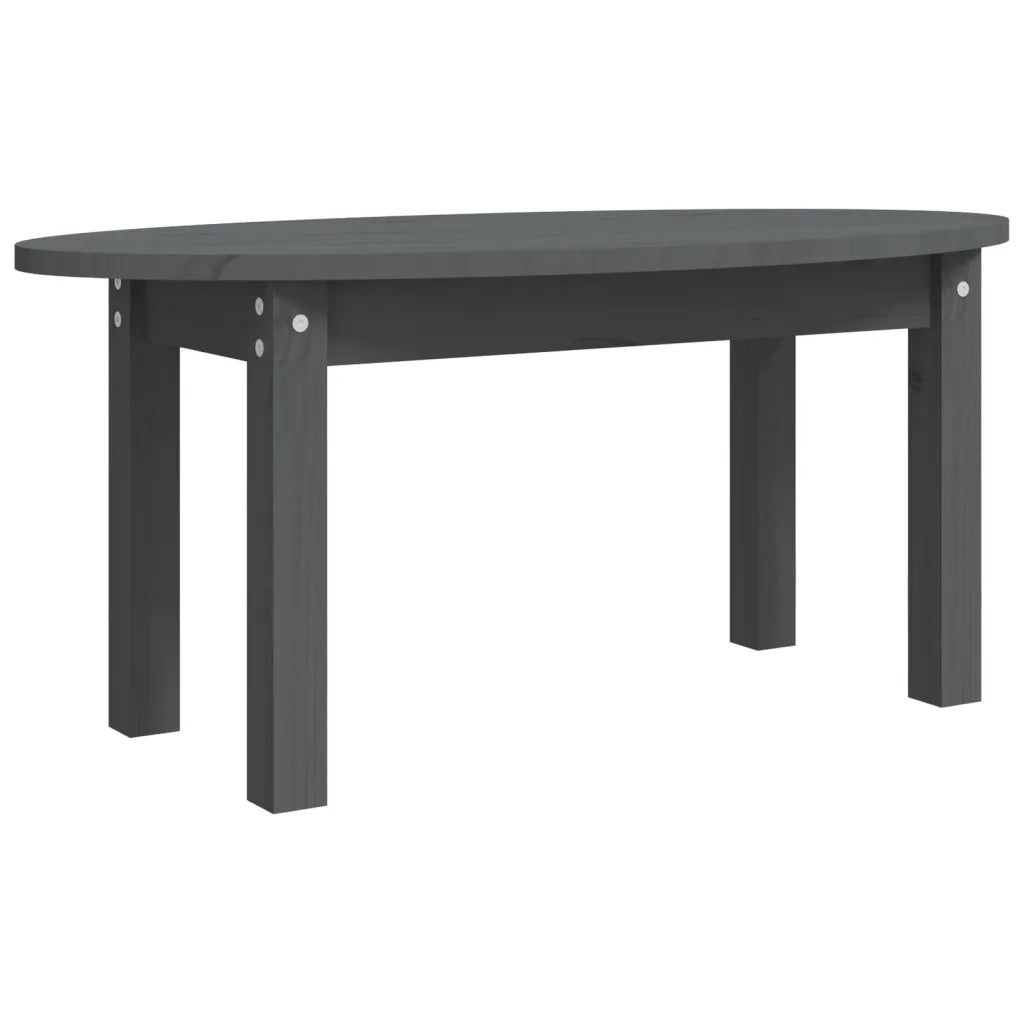 Tavolino da Salotto Grigio 80x40x35 cm Legno Massello di Pino 822349