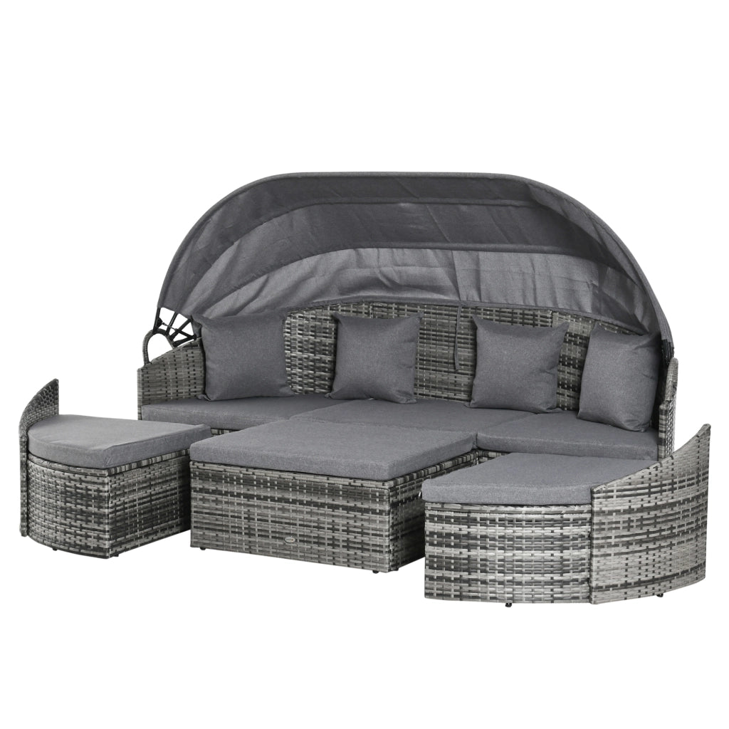Set salotto da giardino 4 posti con cuscini ¨C zephmum ¨C polyrattan grigio metallo 230x145x80