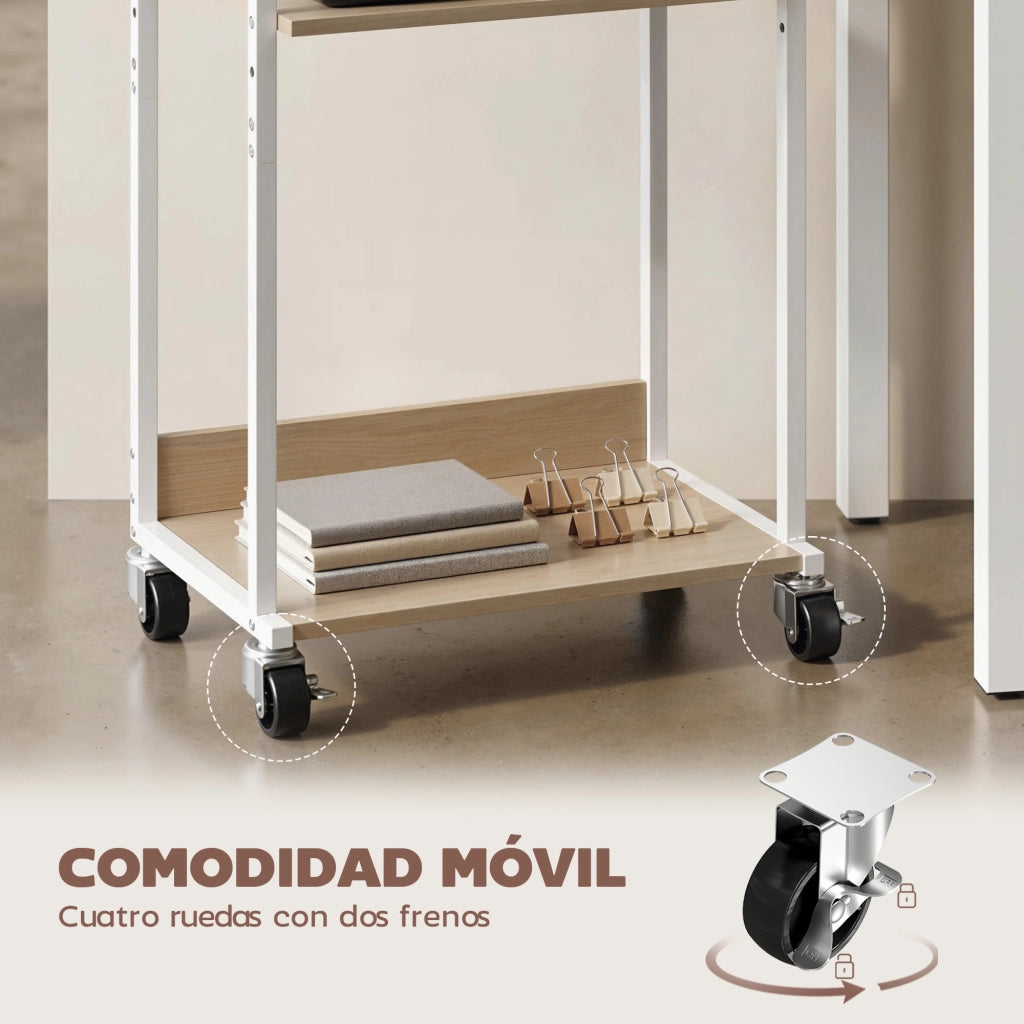 Mobili per Stampante con Ruote a 3 Livelli ¨C zephmum ¨C Legno Naturale e Metallo