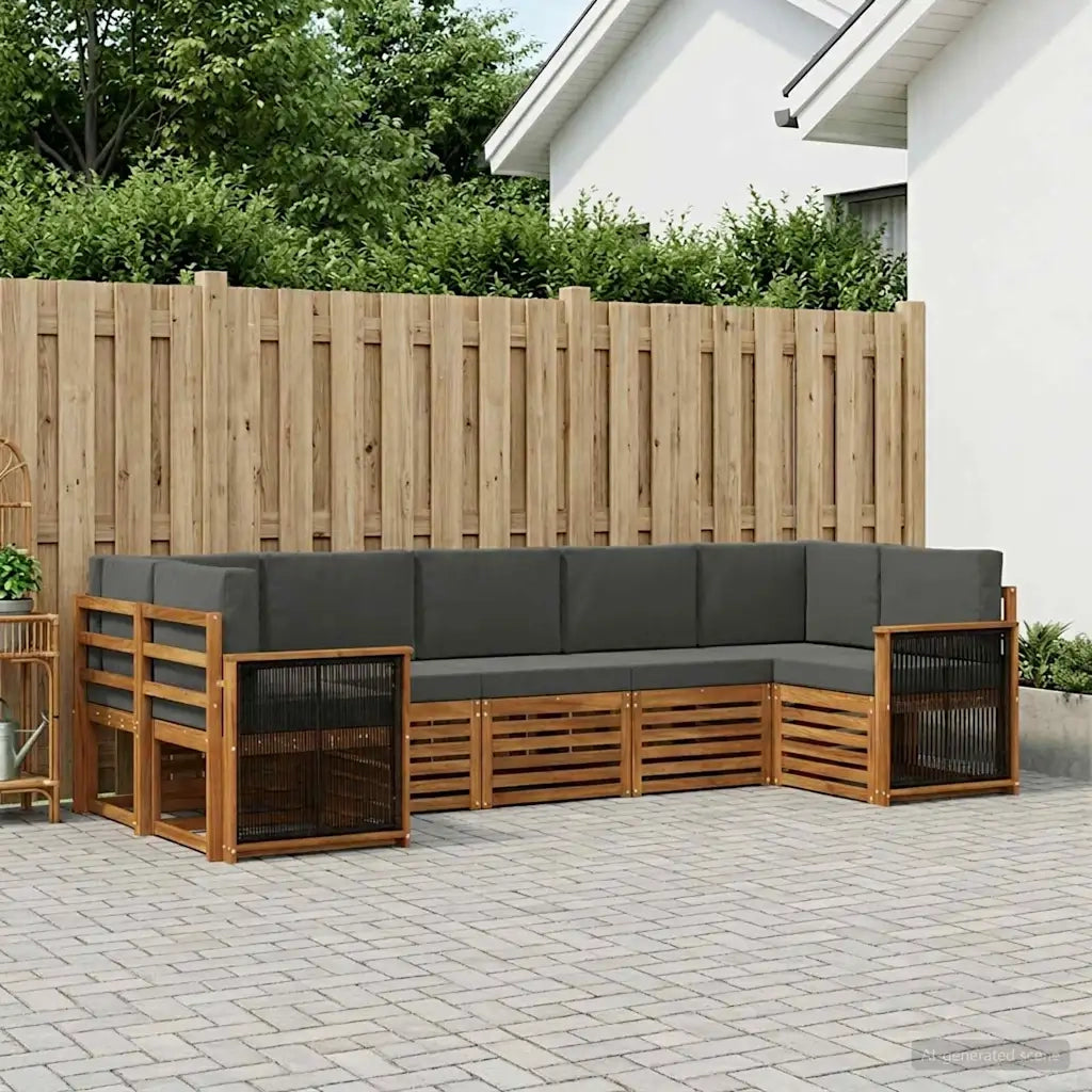 Set divano sezionale con cuscino 6 pcs Naturale e Antracite 3384803