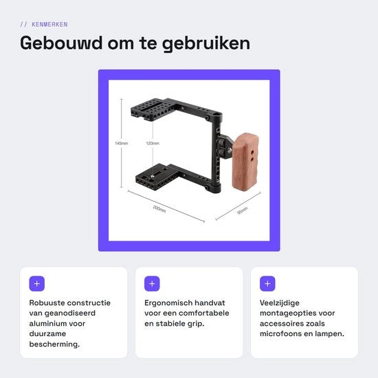 Supporto di stabilizzazione per videocamera - Rig con impugnatura in legno ergonomico - Adatto per 70D 600D 750D 80D GH5 - Realizzato in alluminio duraturo - 

Nota: il modello "Profe..." è stato rimosso poiché si riferisce a un marchio o a un produttore.
