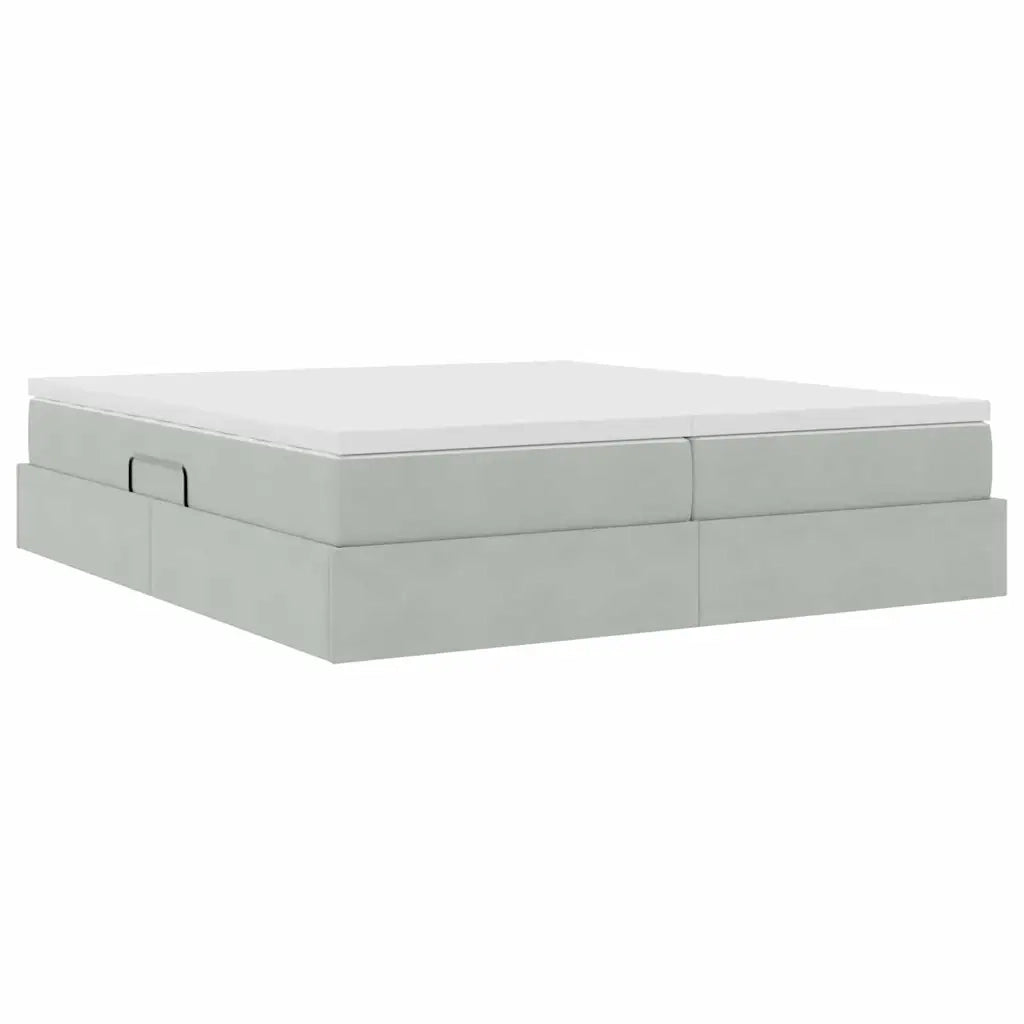 Letto con contenitore e materasso Grigio chiaro 200 x 200 cm 3370367