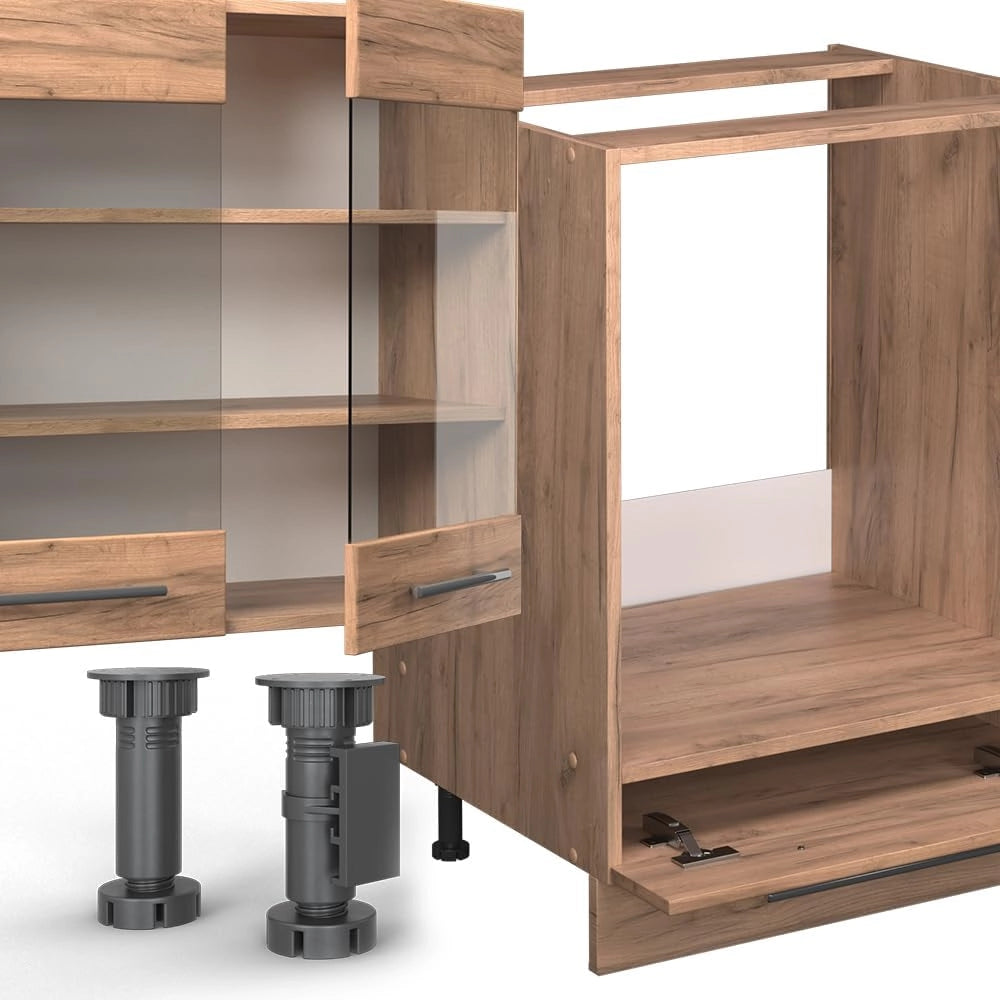 Cucina componibile Fame-Line, Quercia dorata, 355 cm senza piano di lavoro, adatto per l'espansione personalizzata con moduli aggiuntivi