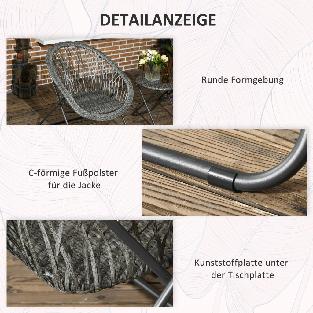 Set Giardino Tavolo e Sedie Pieghevoli ¨C Minimal ¨C Grigio, Polyrattan