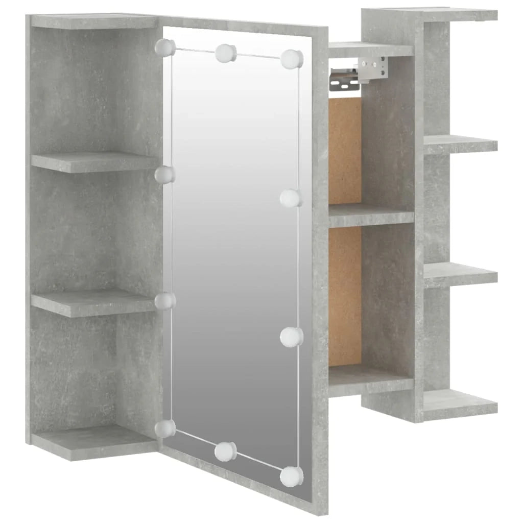 Armadio a specchio con illuminazione a LED 70 x 16,5 x 60 cm grigio 02_0006674