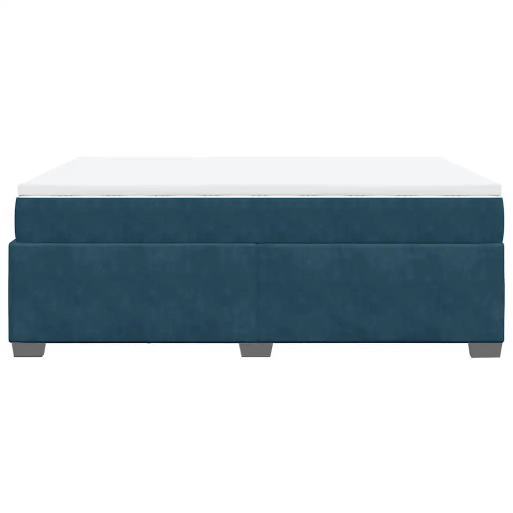 vidaXL Giroletto a Molle con Materasso Blu Scuro 140x200 cm in Velluto