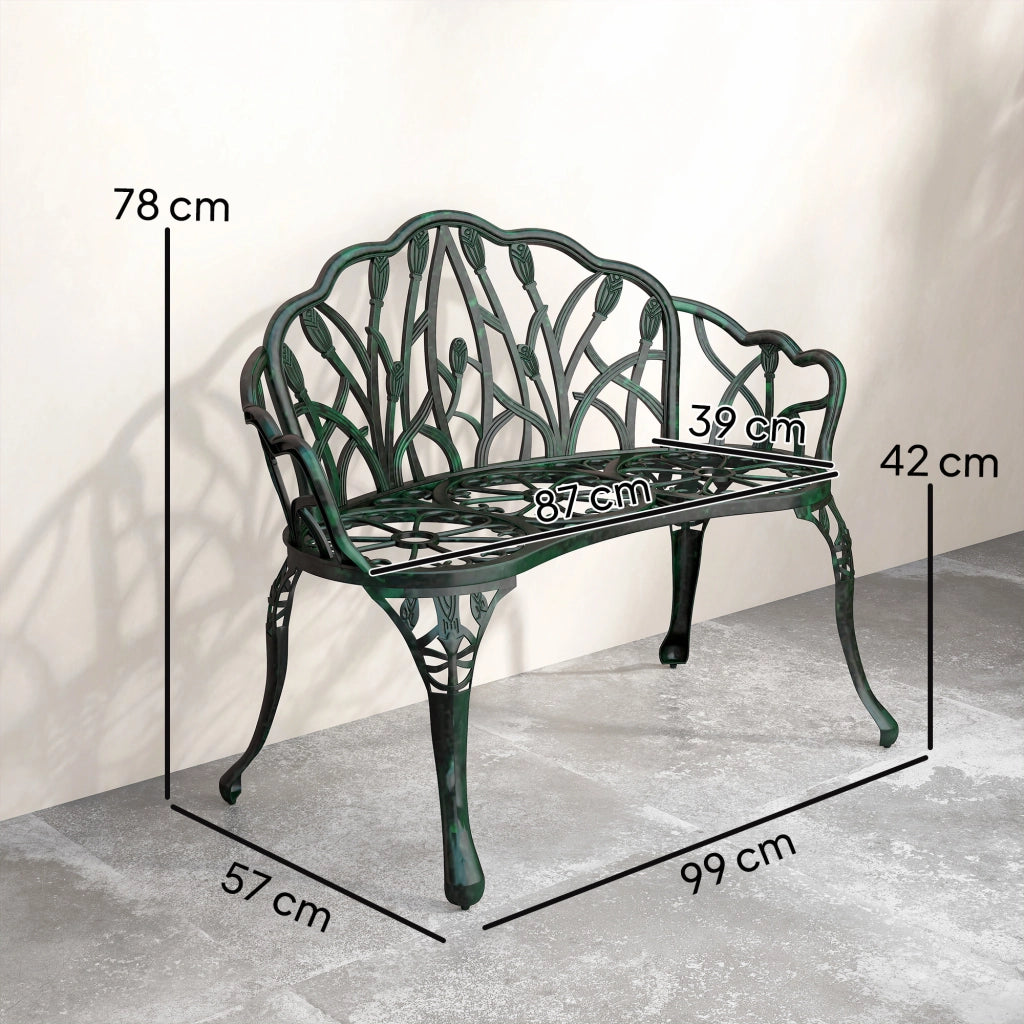 Panchina da giardino in alluminio ¨C zephmum ¨C 2 posti verde 99x57x78 cm