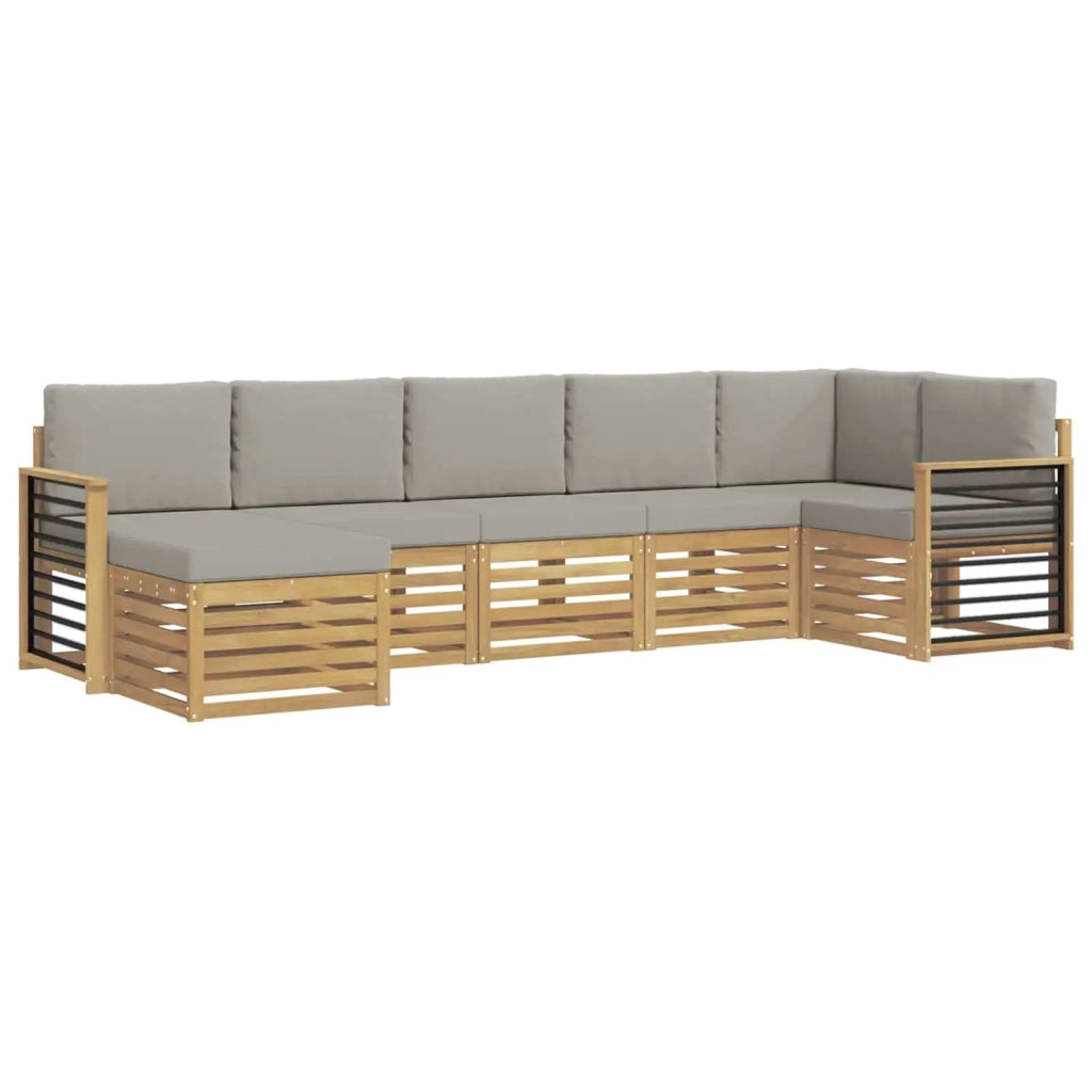 Set di divani da esterno 7 pcs Bianco e Grigio Chiaro