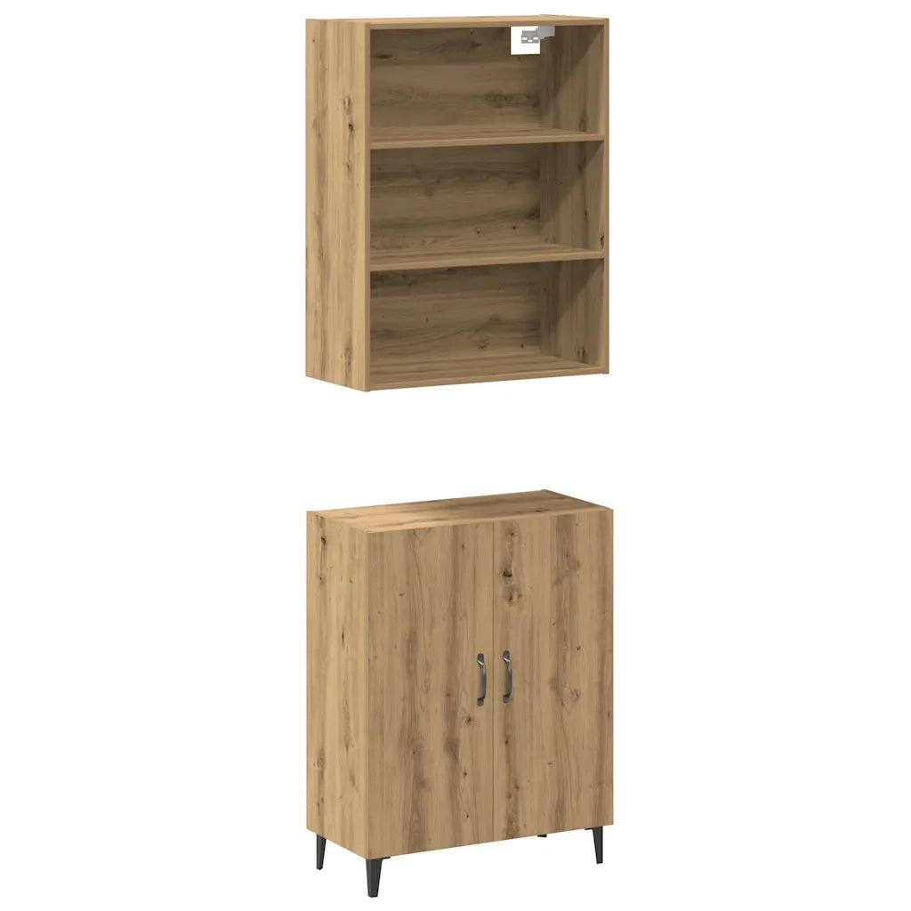 Credenza con Pensile Rovere Artigianale in Legno Multistrato 3329224