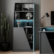 Libreria Avena, Scaffale da gaming, Mobile portalibri, Biblioteca, 72x34 h185 cm, Nero