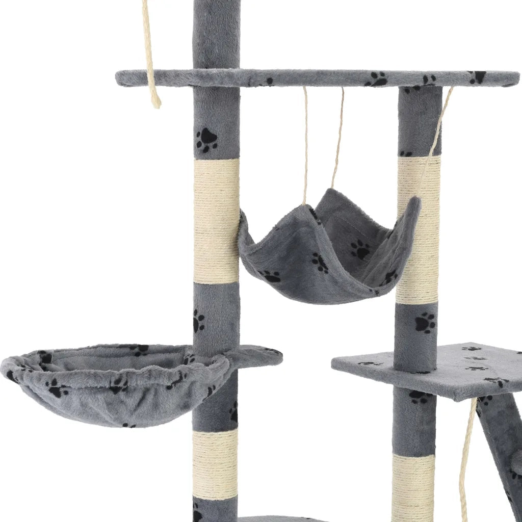 Albero per Gatti Tiragraffi Sisal 230-250cm Stampa Zampe Grigio 170618