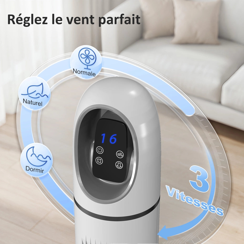 Ventilatore a colonna ¨C zephmum ¨C bianco 111 cm oscillante 70¡ã 3 velocit¨¤