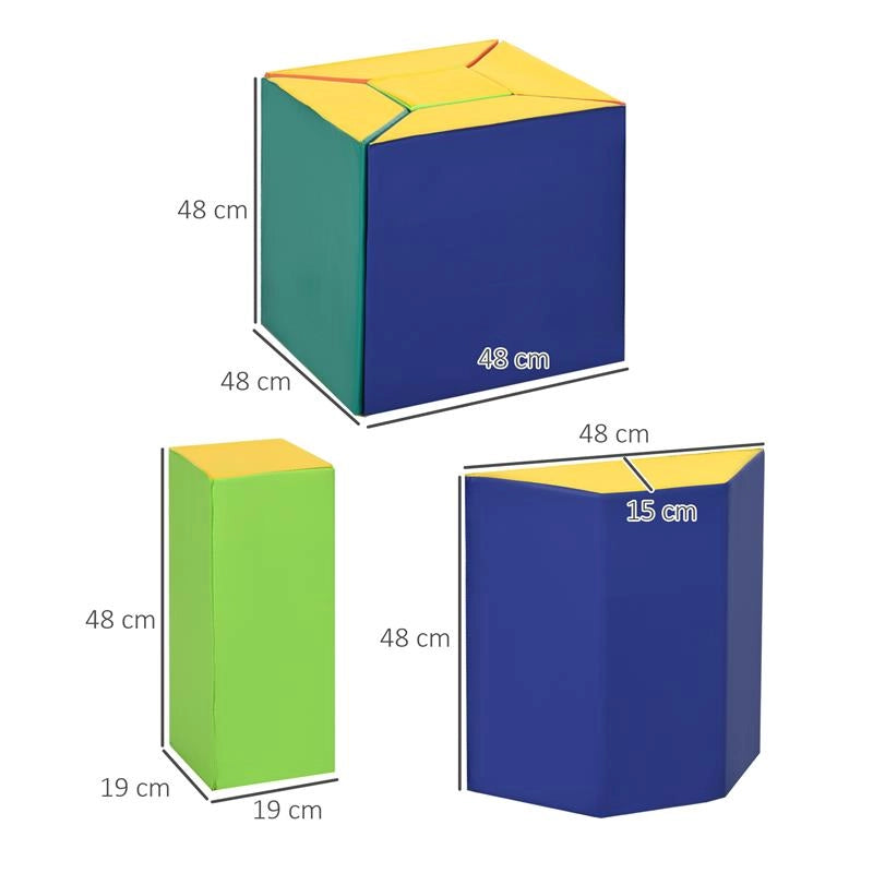 SET COSTRUZIONI MORBIDE PER BAMBINI CON 5 BLOCCHI A RETTANGOLO E TRAPEZIO IN PU E EPE 48.3X19.1X48.3 CM MULTICOLORE