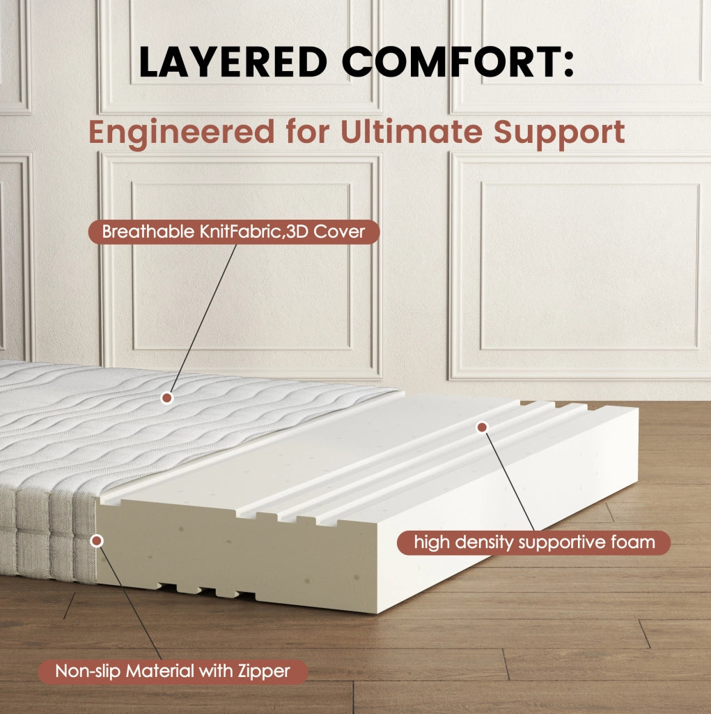 Materasso ULEVR in schiuma D25 con rivestimento 3D traspirante e sfoderabile, bianco