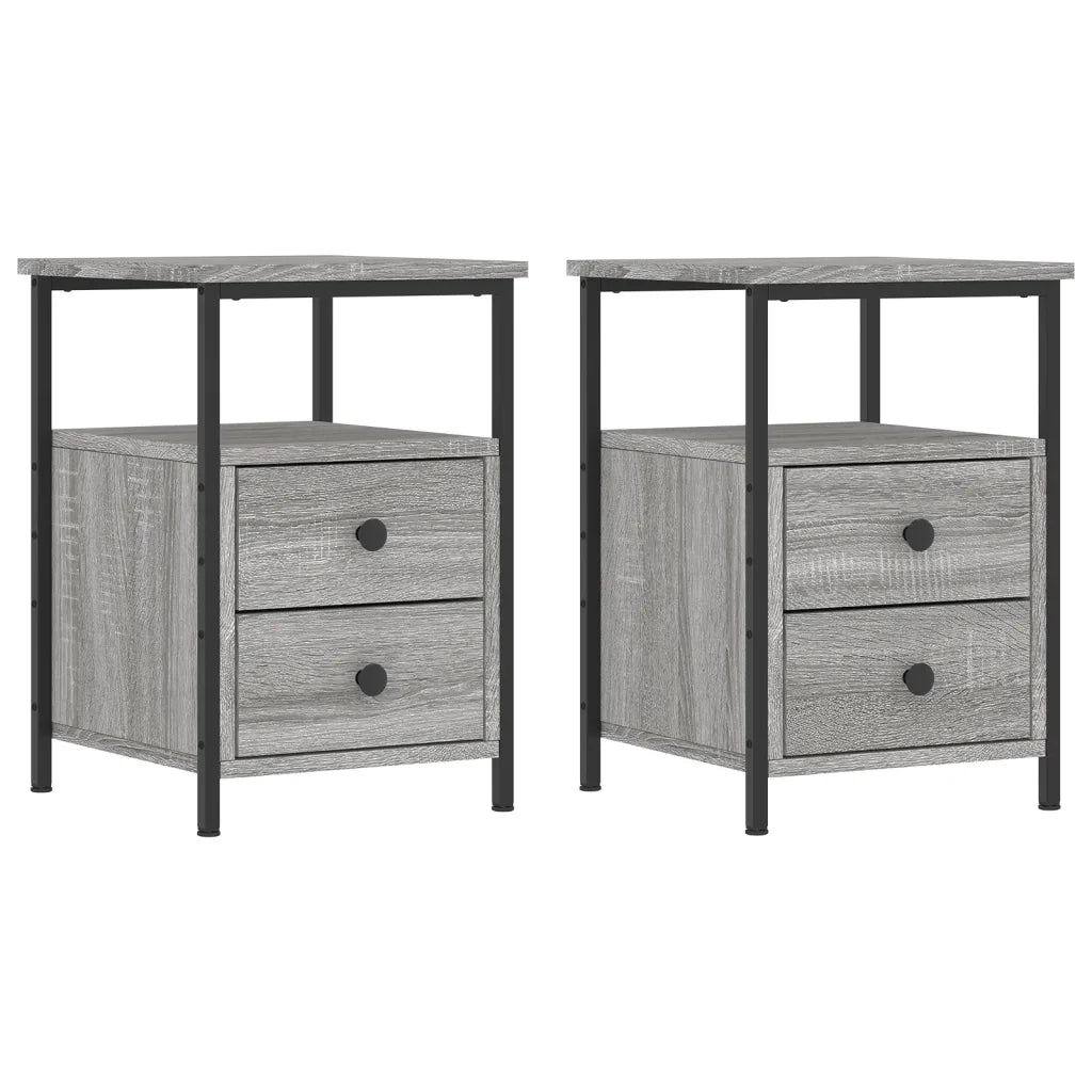 Comodini 2 pz Grigio Sonoma 34x35,5x50 cm in Legno Multistrato 826020