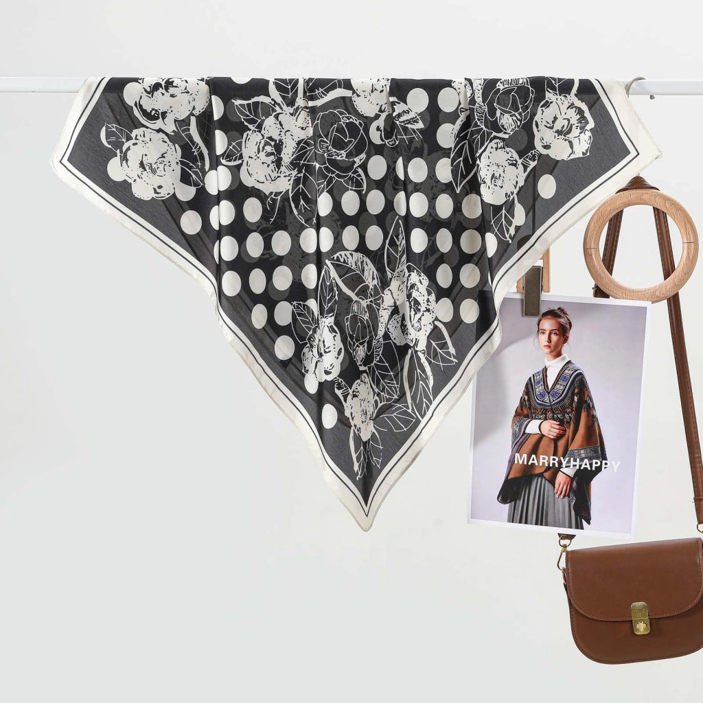 Sciarpa/foulard quadrato piccolo in seta stile retr¨° francese a pois
