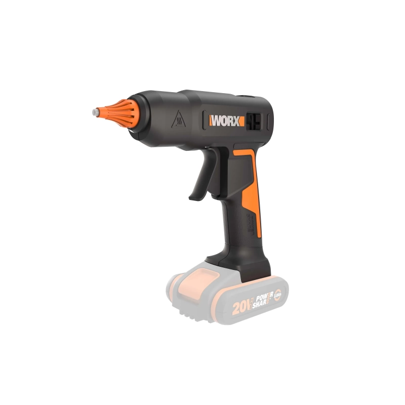 Pistola per colla a caldo WX045.9 20 Volt per stick 11 millimetri corpo macchina per incollaggi rapidi - Worx