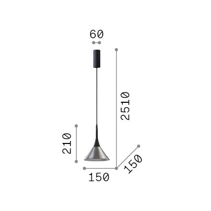 Lampada A Sospensione Cocktail 1 Luce Led Integrato Nero Trasparente