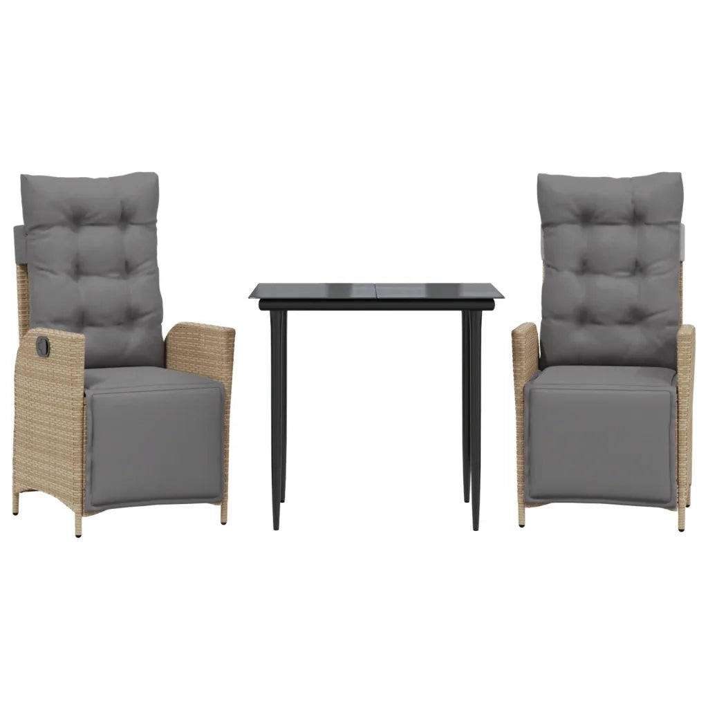Set Pranzo da Giardino 3 pz con Cuscini Beige Misto Polyrattan 3213448
