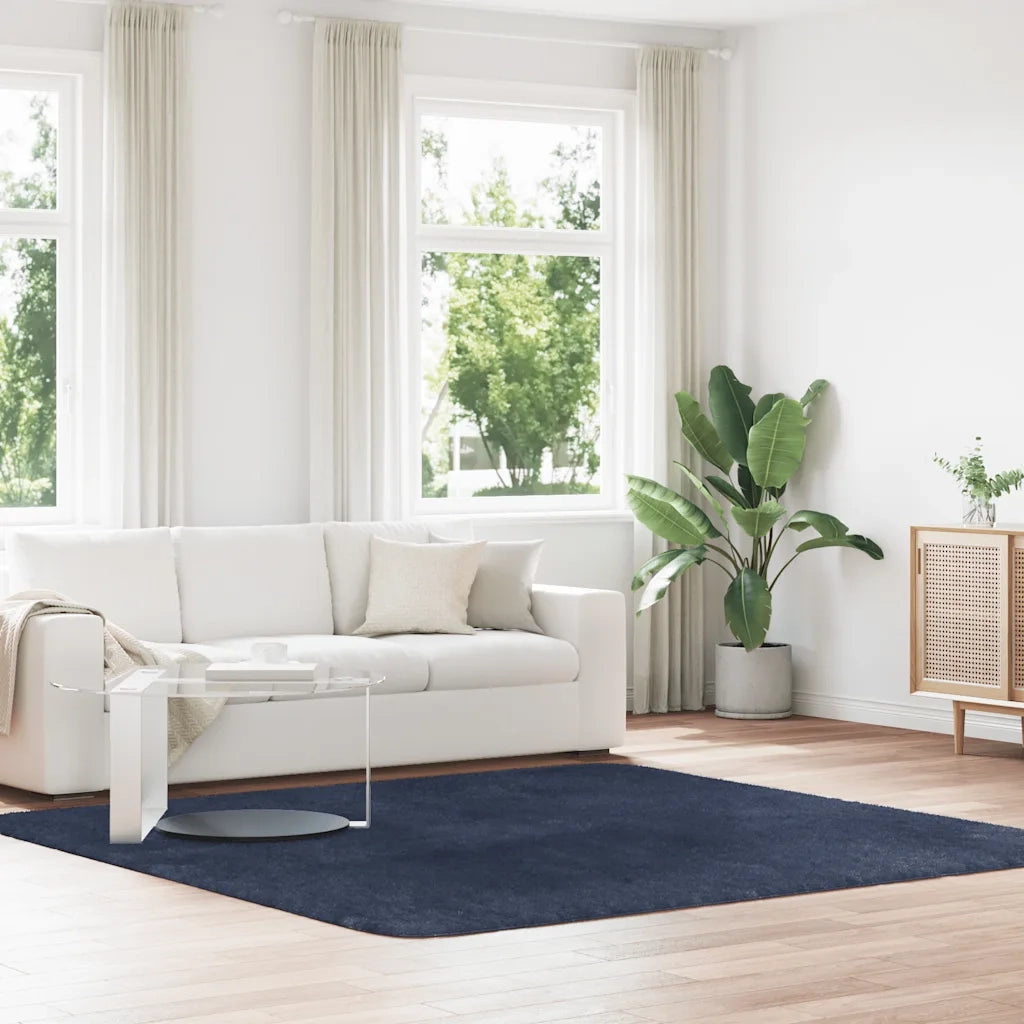 Tappeto del soggiorno | Tappeto Shaggy a Pelo Lungo NAVARRA Blu Marino 240x240 cm