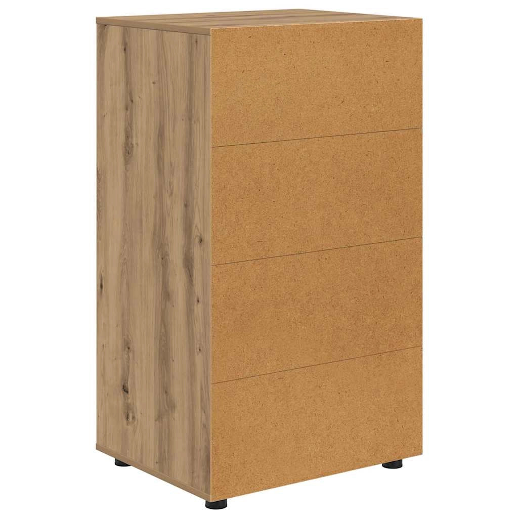 Set di 2 mobili contenitori minimalisti e pratici 60 x 48 x 105 cm realizzati in legno di rovere ingegnerizzato finitura artigianale 02_0056195
