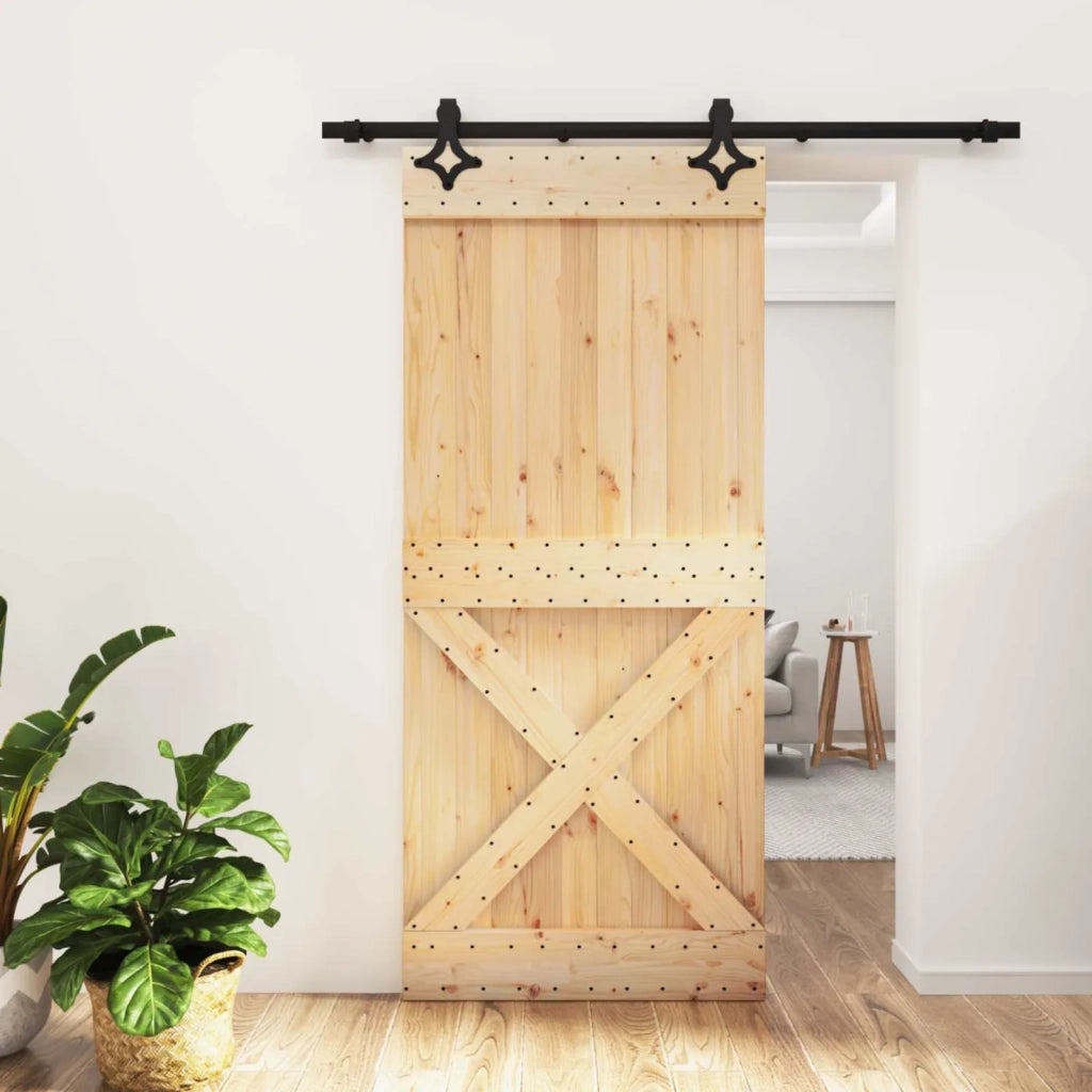 Porta scorrevole Naturale e Nero 90 x 210 cm 3445057