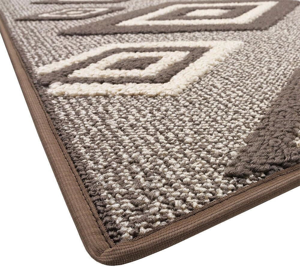 Tappeto Cucina Rombi .3D 57x270 Cm Assorbente Morbido Moderno Antiscivolo Beige