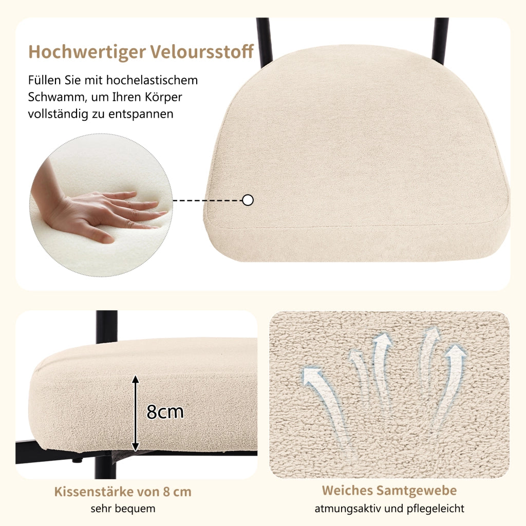 SEDIA imbottita in tessuto beige con struttura in ferro