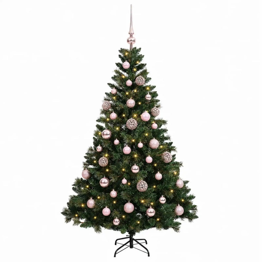 Albero di Natale Artificiale con Palline 120 cm 150 LED 3465769