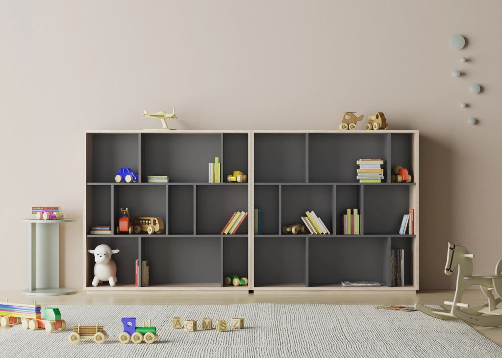 Libreria Herdasa effetto rovere e grafite 117x119x32