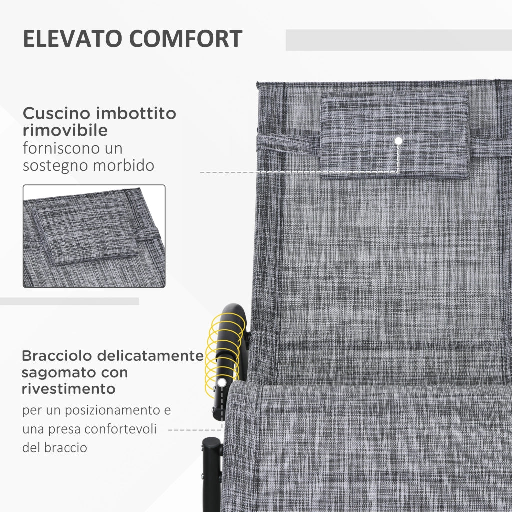 Sedia a dondolo da giardino ¨C zephmum ¨C Grigio, 155x61x88 cm