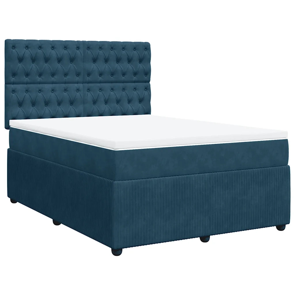 Giroletto a Molle con Materasso Blu 160x200 cm in Velluto 3294692