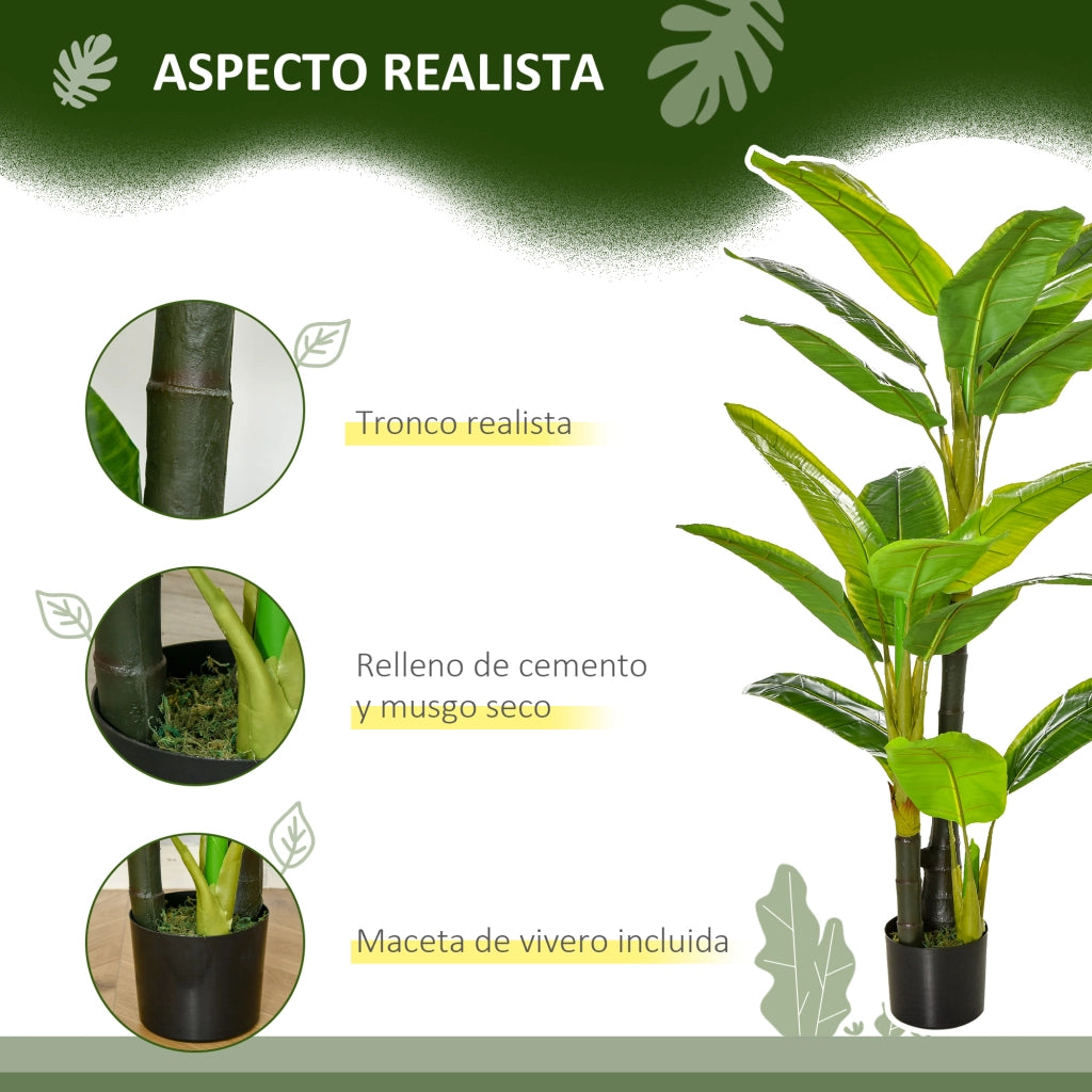 Planta Artificial Verde 150 cm con Vaso ¨C zephmum ¨C 18 Foglie Decorazione Giardino