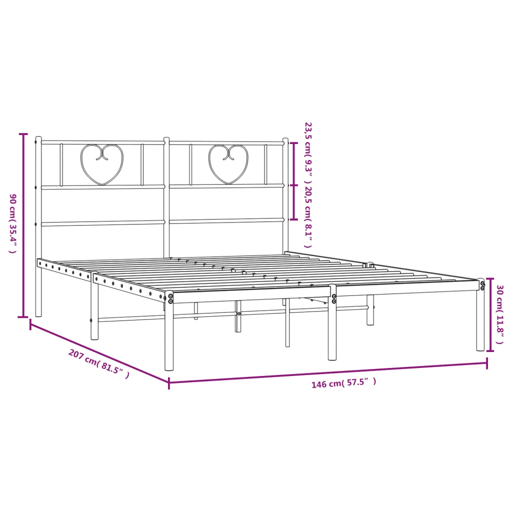 Giroletto con Testiera-Struttura Letto con testiera Metallo Bianco 140x200 cm 694238