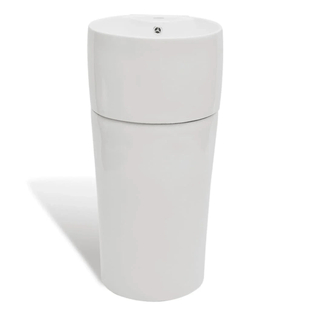 Lavabo in ceramica da 86 cm con foro troppopieno/rubinetto per bagno bianco 02_0002517